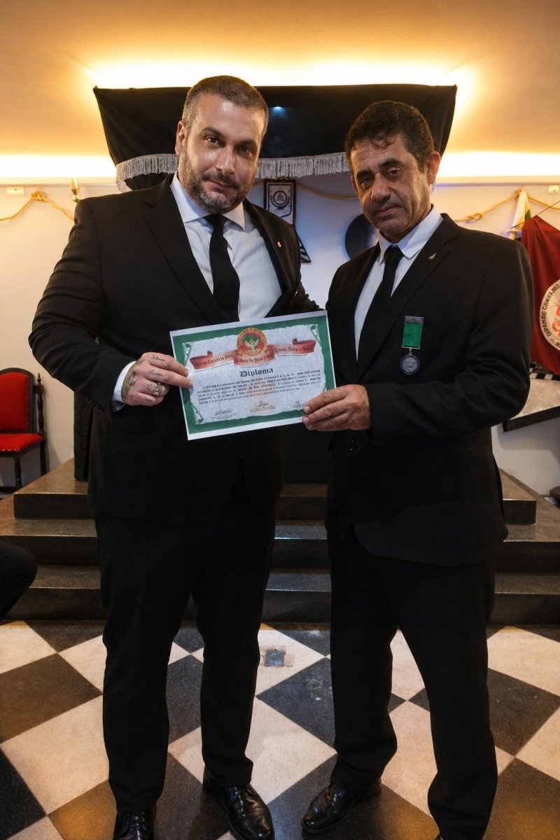 Pablo (me) at the end of my term as Worshipful Master under the Grand Orient of Brazil. I’m receiving the diploma for the time I spent in the East, sweaty and happy, hehe.